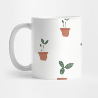 Pattern with sprouts in pots Mug